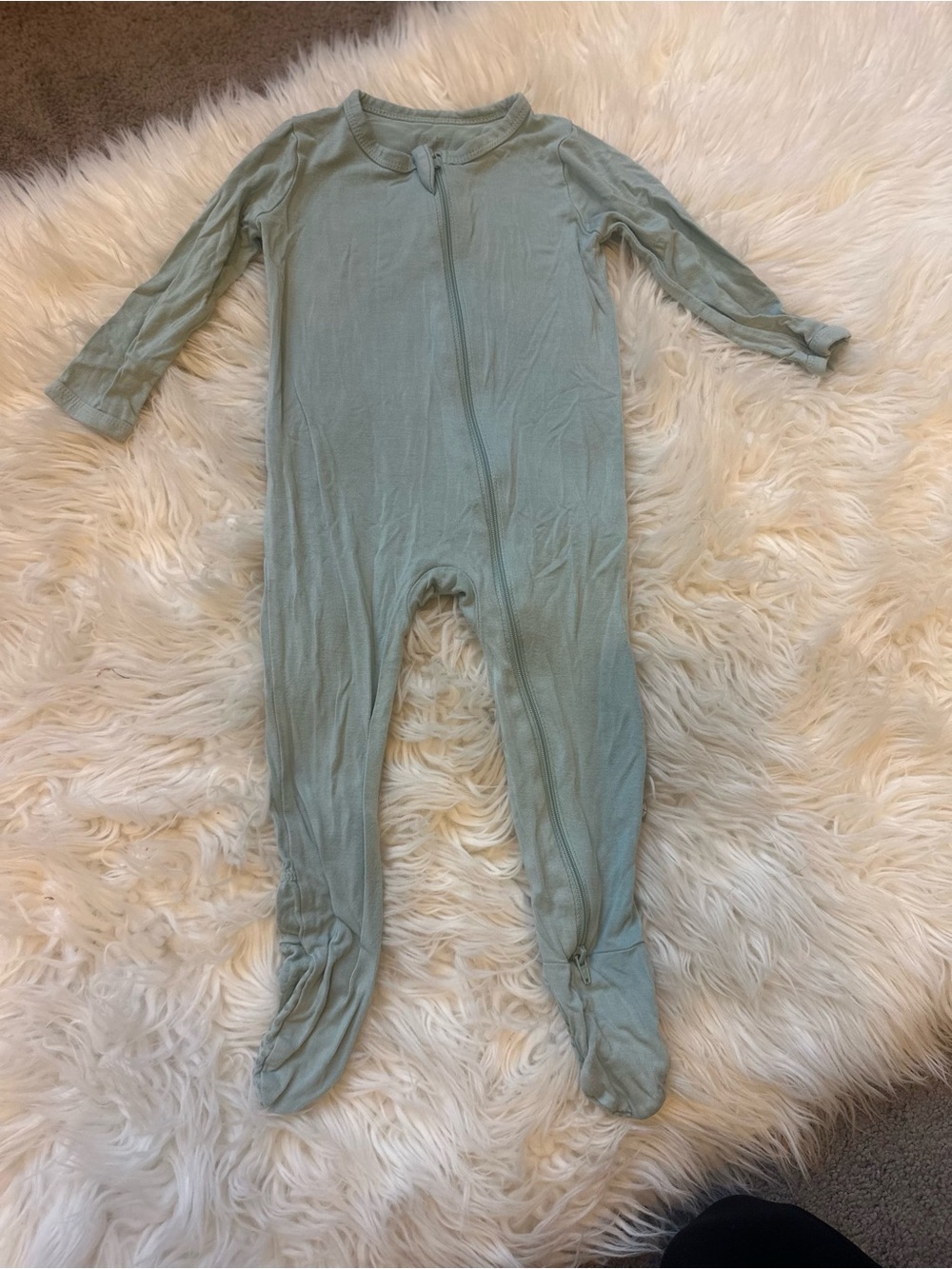 Kyte BABY Sage Green Footed One-Piece Zipper Pajama